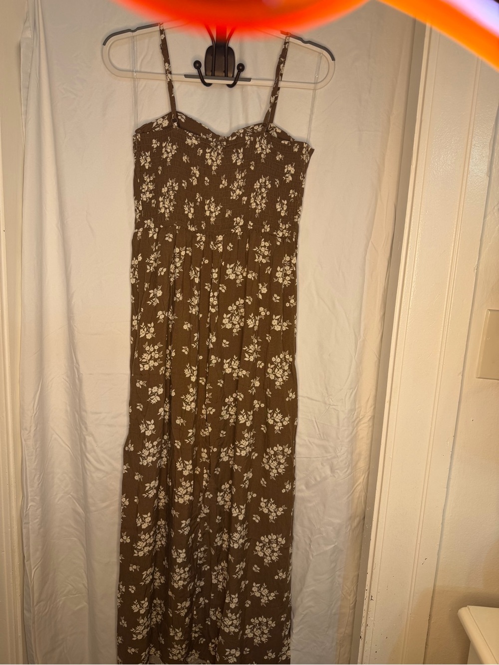 Lily Rose Brown Floral Spaghetti-Strap Maxi Dress